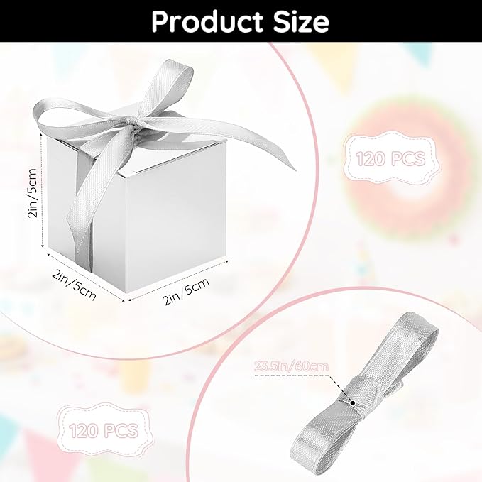 EUSOAR Small Gift Boxes with Lids, Cube Candy Box Mini Muffins Bags Macaron - Image 2