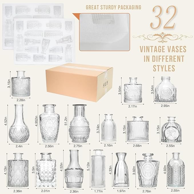 Mini Bud Vases Set of 32 As Wedding Centerpieces - Image 2