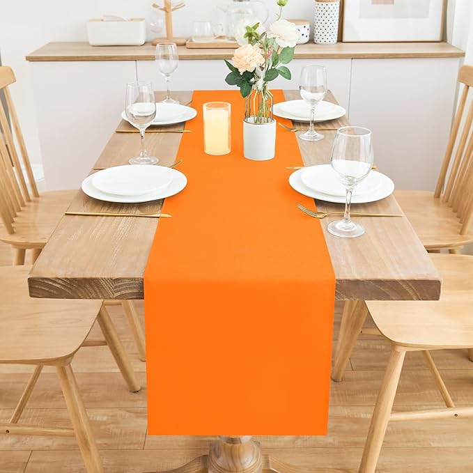 2 Pack Orange Table Runner 12 x 60 Inch Solid Color Farmhouse Runners Coffee - Image 3