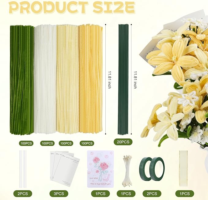 400 Pcs Pipe Cleaners Craft Set，4 Colors Chenille Stems Bulk - Image 3