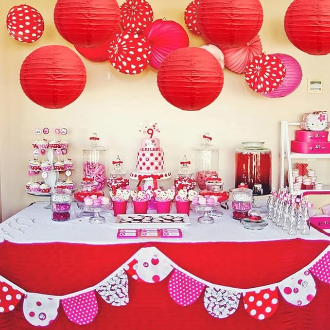 BEISHIDA 12-Inch Red Round Paper Lanterns Decorative Hanging Asia Chinese - Image 6