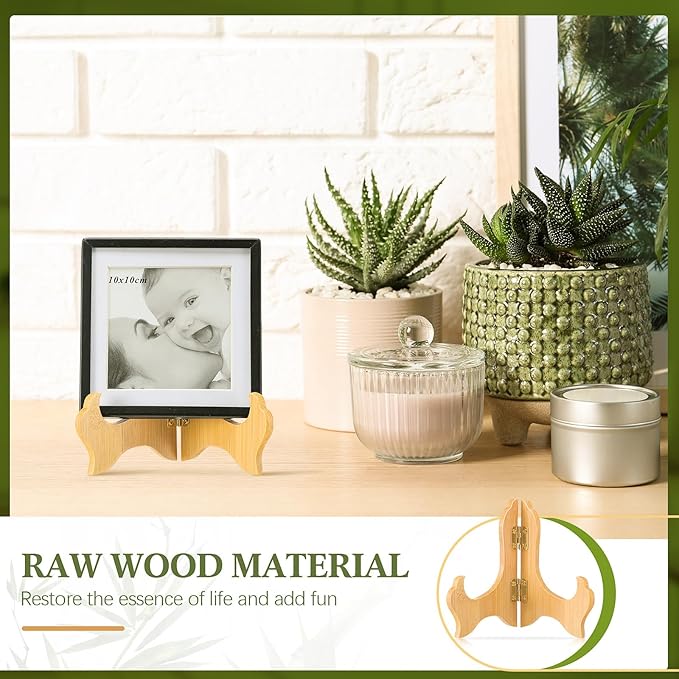 Tatuo 4 Packs Wooden Display Stand Decorative Plate Stands - Image 4