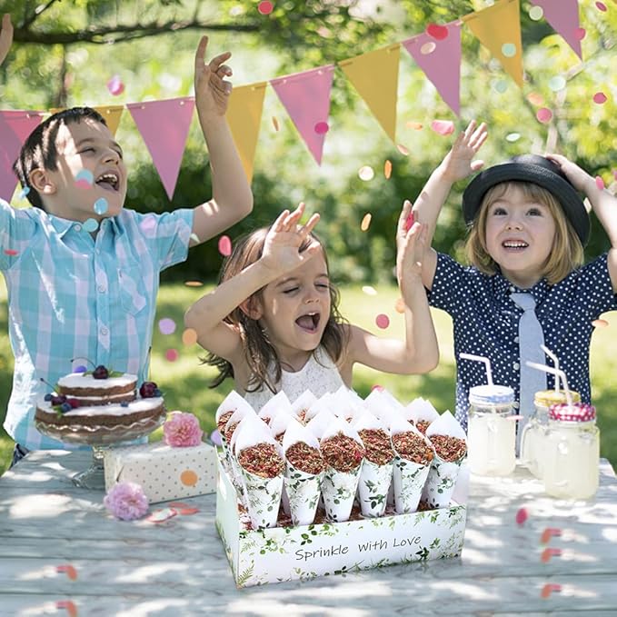 30 Pieces biodegradable confetti Cones and Stand Tray Paper Cone Box 30 Holes - Image 7