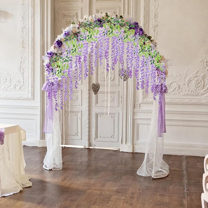 24 Pack Light Purple Wisteria Hanging Flowers Garland, 3.77 Feet Artificial - Image 6