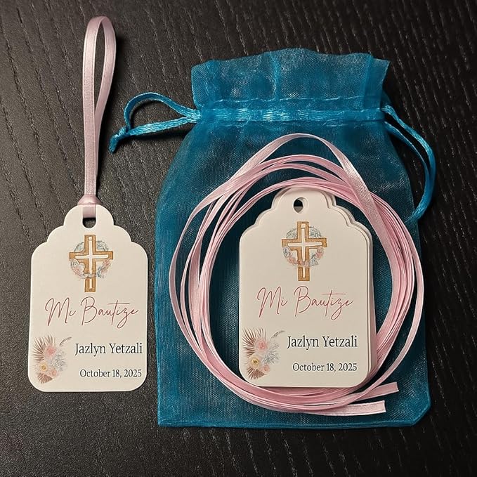 Mi Bautizo Baptism Christening Personalized Thank You Tags 20 pcs - Image 2