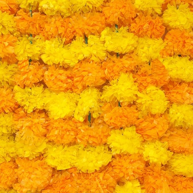 Marigold Garland for Diwali Decorations Pack of 5 - Image 4