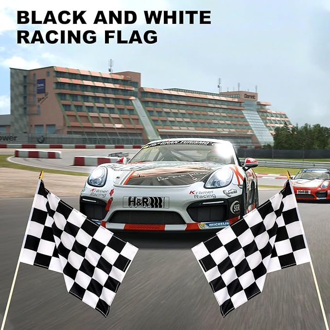 12 Pack Checkered Small Stick Flag 12x18 Inch Black and White Racing Hand Held - Image 6
