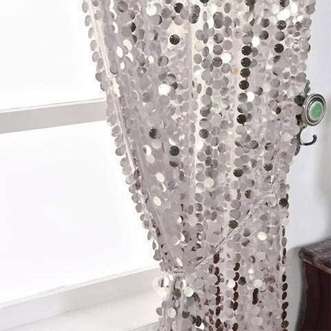 HH 9x9FT Big Silver Sequin Backdrop Curtains, Shimmer Sequin Fabric Photography - Image 6