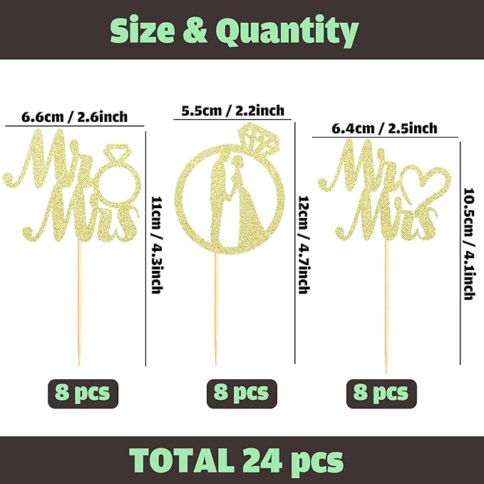 Sotpot 24PCS Miss to Mrs Cupcake Toppers - Image 2