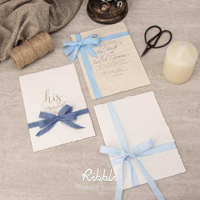 Ribbli 3 Rolls Blue Ribbon 5/8 Inch x 18Yards Light Blue Baby Blue Dusty Blue - Image 2