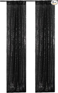 Poise3EHome 2ft x 8ft Black Sequin Photography Backdrop Curtains 2 Panels by Poise3EHome