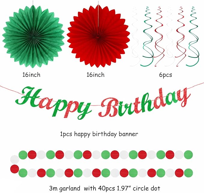 Red White Green Mexican Christmas Birthday Party-Decorations - Image 3