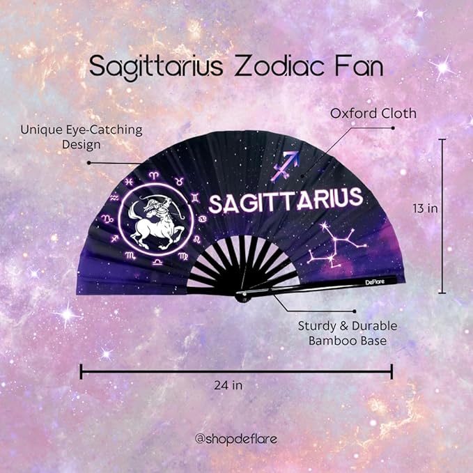 DeFlare | Cosmic Zodiac Rave Fan | Zodiac Sign Hand Fan | Astrology Rave Fan | - Image 5