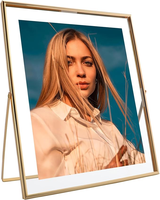 Gold Floating Frame, For Picture 8.5x11, Tabletop Shelf Photo Frame, Classy For by AhaGoOfficial