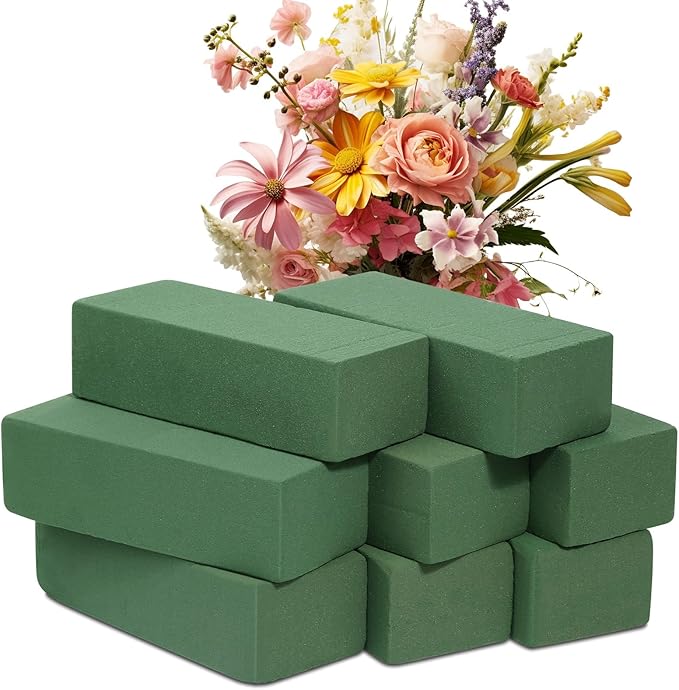 8 Pcs Floral Foam Blocks for Flower Arrangement Wet and Dry Green Floral Foam by Audab