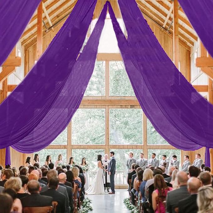 MODFUNS Purple Ceiling Drapes for Weddings Arch Drapery Fabric 6 Panels 5x30ft - Image 2