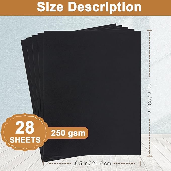 28 Sheets Black Cardstock 8.5 x 11 - Image 2