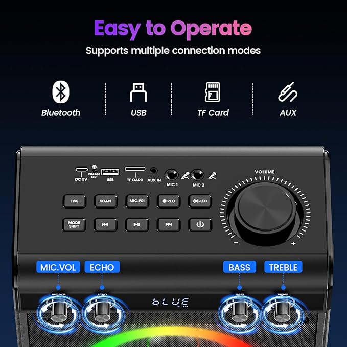 Karaoke Machine, Portable Bluetooth Speaker - Image 6