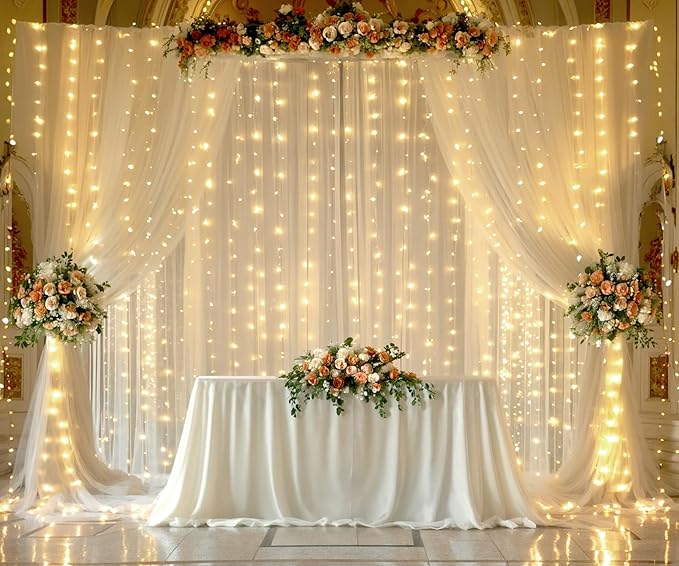 Champagne Tulle Photo Backdrop Curtain by Suppromo