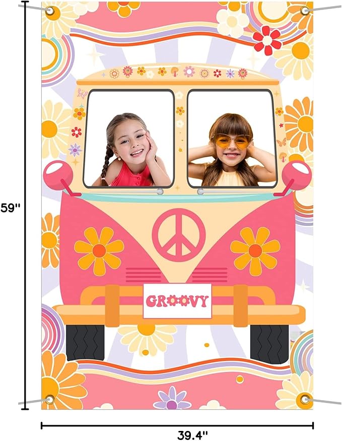 Hippie Photo Booth Props, Hippie Bus Prop Groovy Bus Photo Booth - Image 9