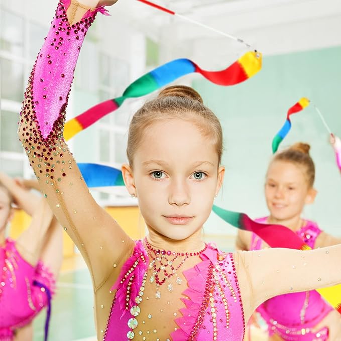 Sratte 30 Pieces Rainbow Dancing Ribbons 78.74 Inches Long Rhythmic Gymnastics - Image 7
