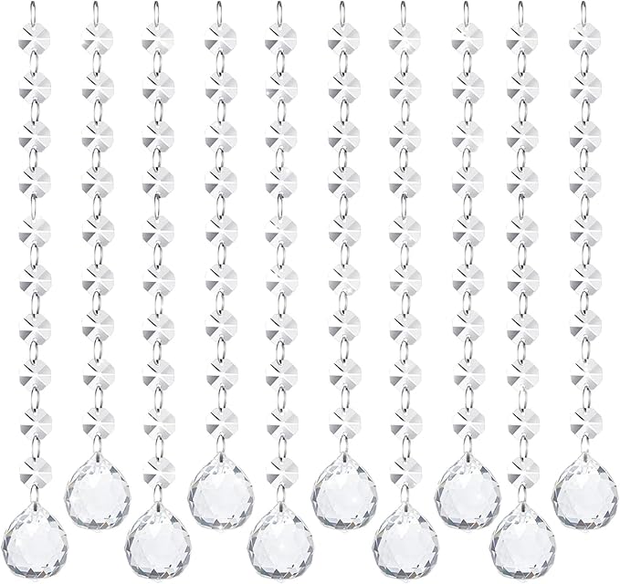 10 PCS Crystal Garland Strands, 33ft Hanging Crystal Strings by Tisspoms