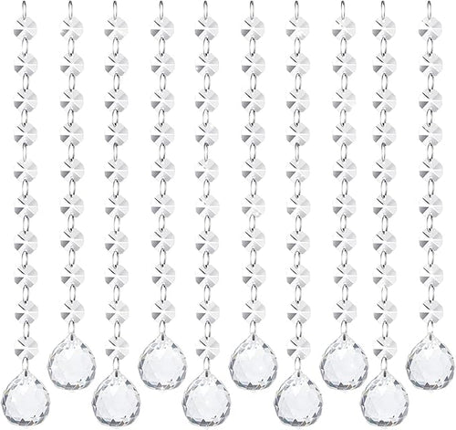 10 PCS Crystal Garland Strands, 33ft Hanging Crystal Strings by Tisspoms