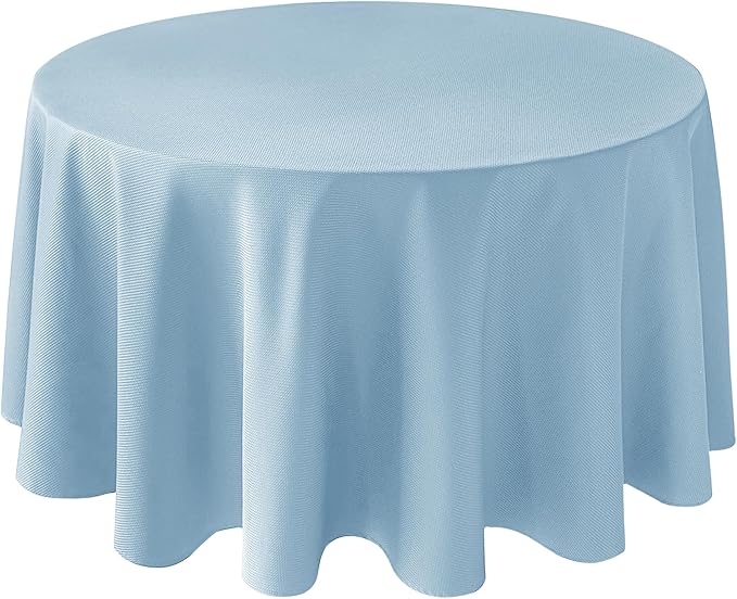 Biscaynebay Textured Fabric Round Tablecloths 90", Light Blue Water Resistant by Biscaynebay