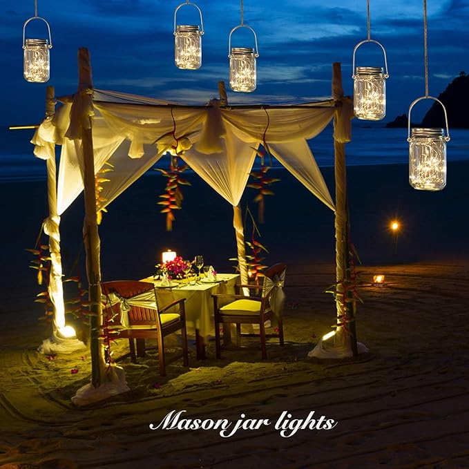 12 Pack Solar Mason Jar Lights for Outside, 30 LED Solar Mason Jar Lids Fairy - Image 9