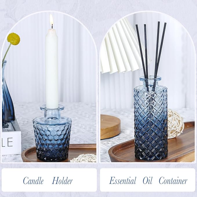 Navy Blue Glass Bud Vases Set of 5, Mini Flower Vase - Image 7