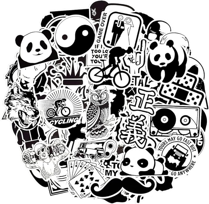 QTL Black and White Stickers for Adults Funny Stickers for Laptop Skateboard by QTL