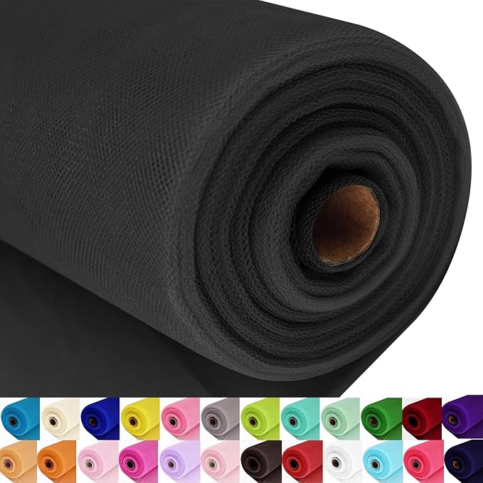 Black Tulle Fabric Roll Spool Bolt Large Tulle Wedding Party Decoration by AblemeDeco