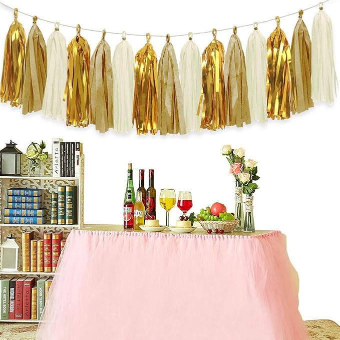 Sparkly Paper Pennant Banner Triangle Flags Bunting 8.2 Feet and Tissue Paper - Image 6