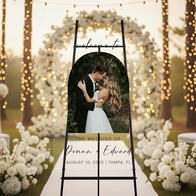 Personalized Wedding Photo Acrylic Welcome Sign – Custom Picture Board by Unknown