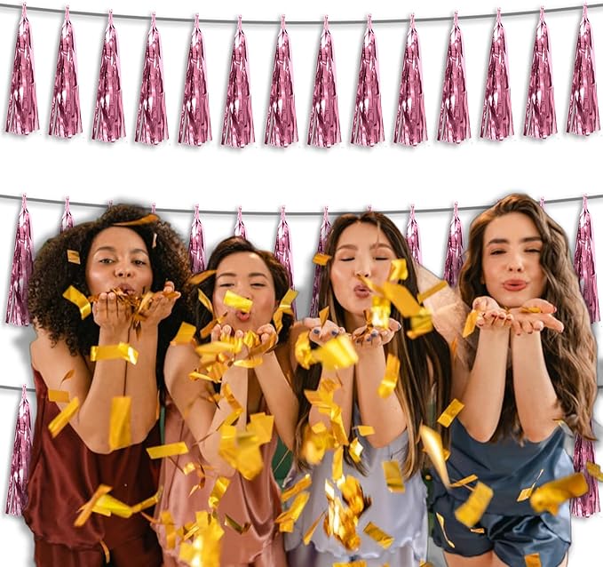 3P Metallic Fringe Tassel Banner Garland Foil Tinsel Streamer Wall Hanging - Image 6