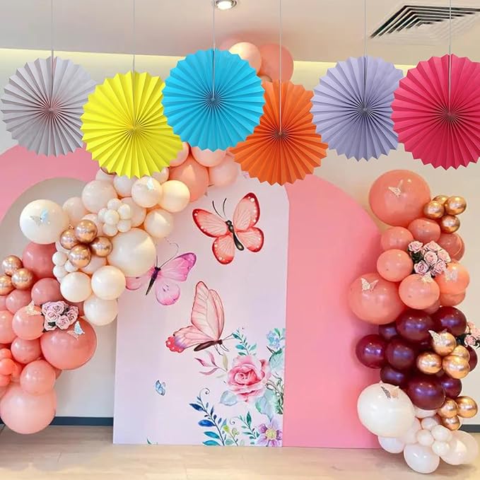 Pink Birthday Decorations, DIY Pink Paper Fans Hanging Decoration, Party - Image 7