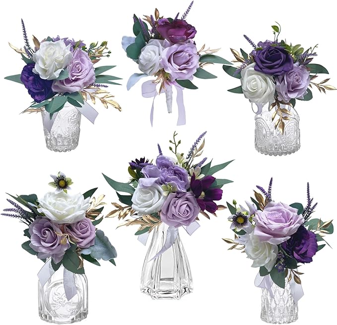 CherishedMoments Set of 6 Assorted Flower Centerpieces Mini Floral Wedding by CherishedMoments