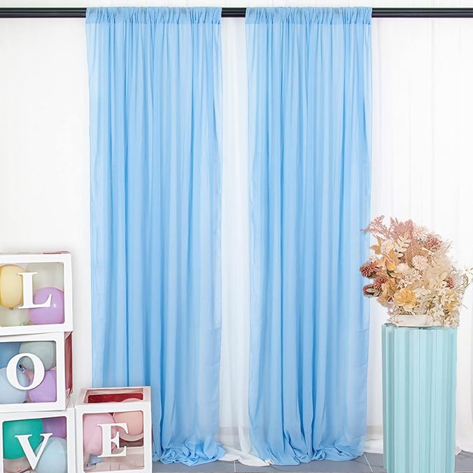 DUOBAO 2 Panels Chiffon Curtains 29"x108" Sheer Backdrop Drape Beach Curtain by DUOBAO