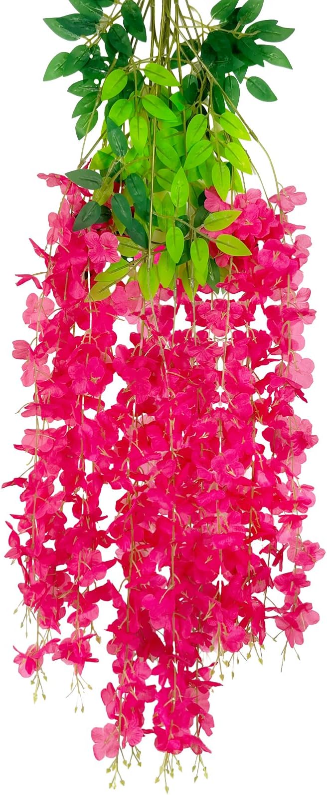 5 Pack Fuchsia Wisteria Hanging Flowers Garland, 3.77 Feet Artificial Flower by Luerbi