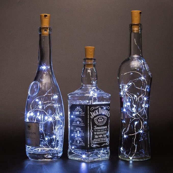 Wine Bottle Lights with Cork 15Pack 10 LED 40 Inches Battery Operated Silver - Image 5