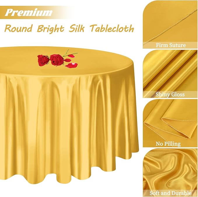 12 Pack 108 Inch Gold Satin Tablecloth - Image 3