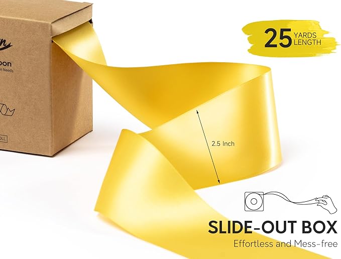 Yellow Ribbon 2.5 Inch Double-Faced Satin Ribbons 25 Yards - Image 2