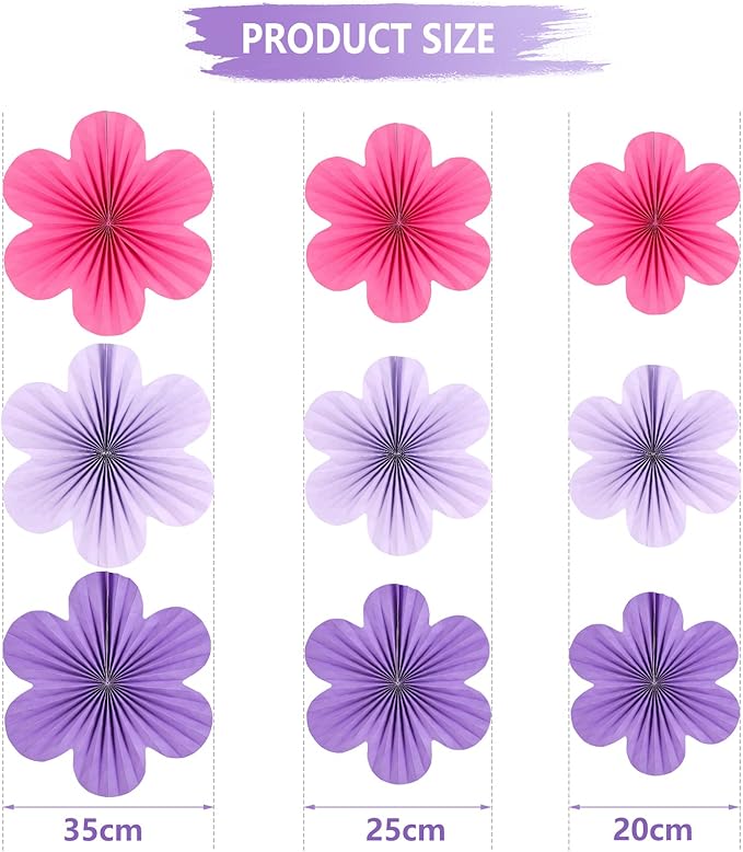 SUNBEAUTY Flower Party Decorations Paper Fans Classroom Decoration Paper Floral - Image 2