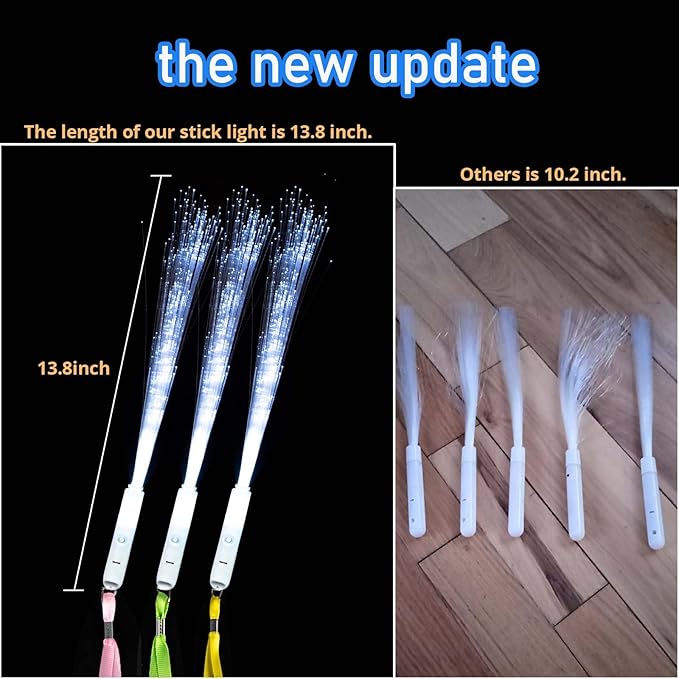 100Pcs White Fiber Optic Wands, 3 Models Wedding Sparklers, Glow Sticks Light - Image 2