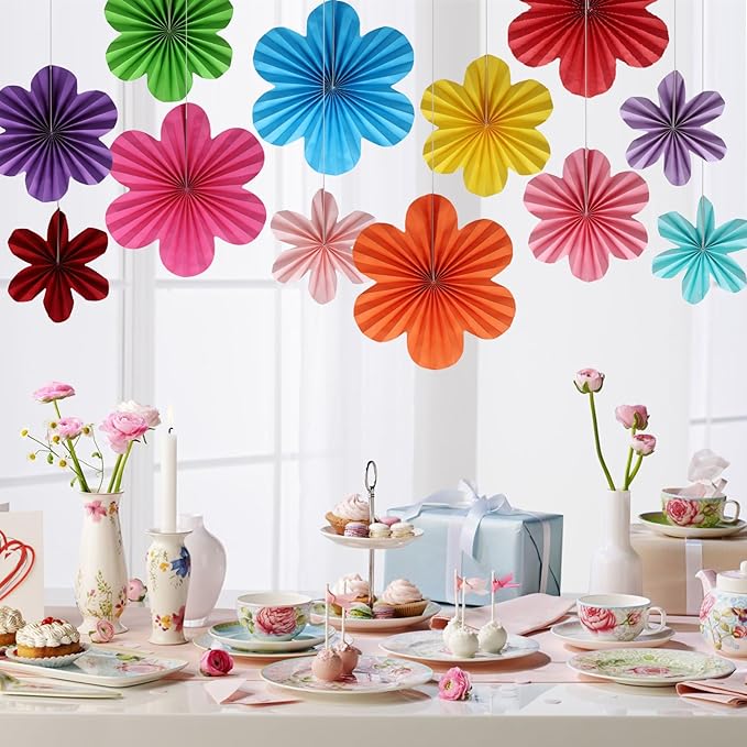 BestoFun 12 PCS Paper Flowers Fans Mexican Party Decorations Paper Flowers - Image 6