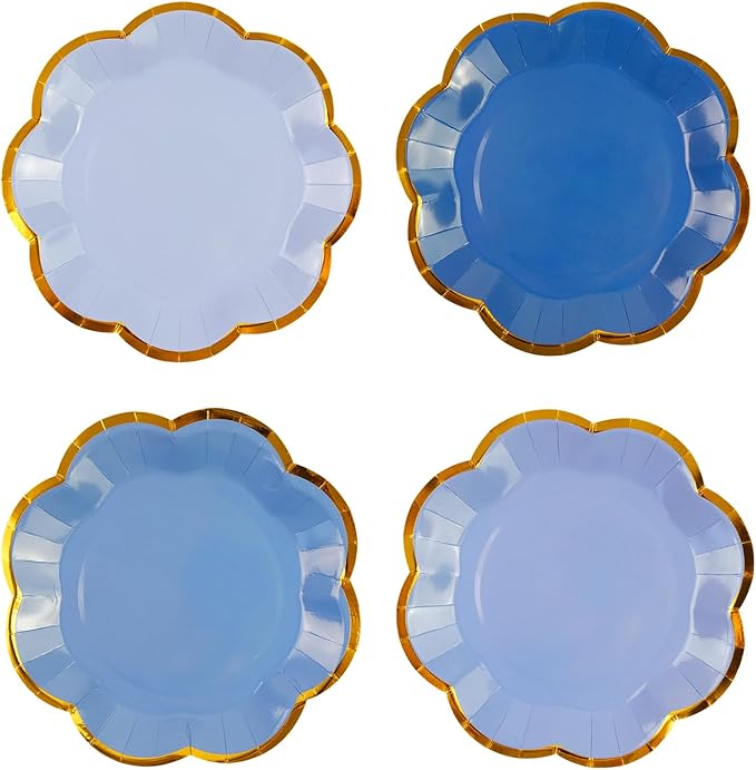 48Pcs Light Blue Scalloped Party Plates by PUEVENYI