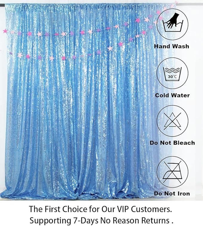 ShinyBeauty Baby Blue Sequin Backdrop Curtain | 2 Panels 5FTx10FT Glitter - Image 6