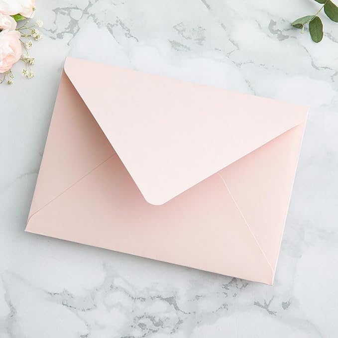 PONATIA 50PCS A7 Euro Flap Envelopes, 5.25 x 7.25'' Blush Pink Flowers Liner - Image 9