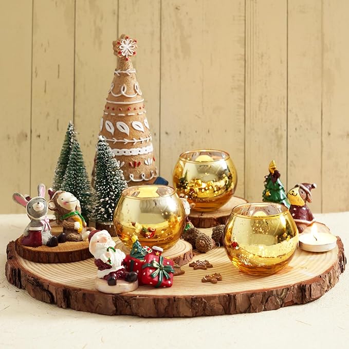 Homemory 12 Pcs Gold Votive Candle Holders, Round Mercury Glass Candle Holder - Image 6