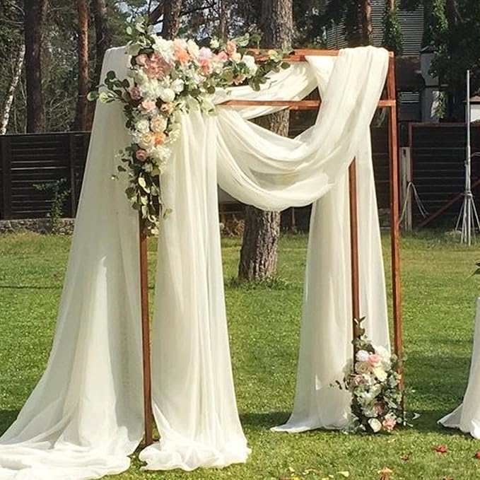 Wedding Arch Draping Fabric 2 Panels 20Ft Length x 28" Width Ivory Arch Drapes - Image 2